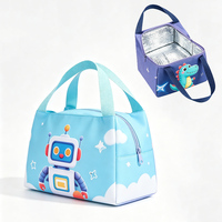 Sac isotherme imperméable en polyester avec poignée, grande ouverture, motif dessin animé, réutilisable, pour le déjeuner des enfants à l'école