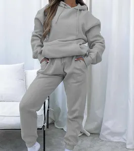 Thời Trang Mới Thể Thao Sweatsuit Tập Thể Dục Tập Thể Dục Lông Cừu Cộng Với Kích Thước Áo Và Sweatpants Jogger Bộ Tracksuit Cho Phụ Nữ