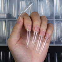 550 pièces/boîte demi-couverture artificielle faux ongles conseils profonde c courbe clair longue droite ongles conseils avec votre logo