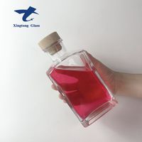 Bouteilles en verre rectangulaires miniatures de 750 ml pour vodka, whisky, tequila, rhum, gin, 500 ml