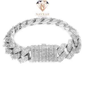 Hip Hop Style Cuban Link Bracelet Fully Sterling Silver Diamond Bracelet Silver Plated Diamond Link Bracelet For <b>Men</b> - Product Image 4