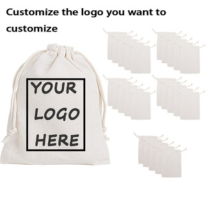 Bolsa Grande de Lona con Cordón y Logotipo, Bolsas de Muselina Reutilizables con Cordones para Compras y Almacenamiento, Bolsas de Lona de Algodón Natural - Product Image 2