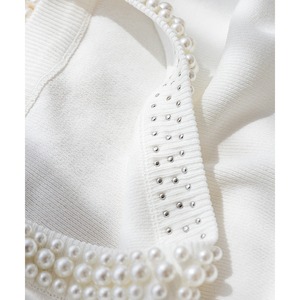 Vente chaude 2025 femmes printemps été nouvelle mode décontracté maillot <span class=keywords><strong>de</strong></span> <span class=keywords><strong>corps</strong></span> hauts col rond <span class=keywords><strong>tricot</strong></span>é gilet perle sans manches vêtement hauts - Product Image 6