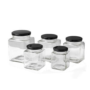 Pot en verre carré vide de 50 ml, 200 ml, 500 ml, 750 ml avec couvercle en étain hermétique pour aliments, confiture, miel, <span class=keywords><strong>cornichons</strong></span> - Product Image 3