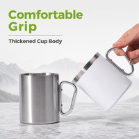 Mug de randonnée en acier inoxydable avec mousqueton, corps double paroi réutilisable et clip fixe pour les pauses en sentier et les boissons froides
