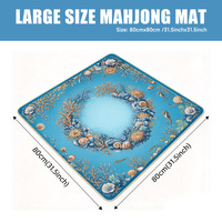 Tapis de Mahjong Tile Muse Ocean Garden 31,5x31,5 pouces, motif corail bleu et coquillages, pour tuiles et supports de Mahjong américain