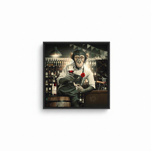 Personalized Banksy Monkey Bartender Printed Canvas Art - Unique Bar Decor,<b>BLACK</b> <b>FRAMED</b> CANVAS - Product Image 2