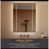 Miroir de salle de bain rectangulaire de luxe sans cadre en verre avec éclairage rétroéclairé pour couloir d'hôtel