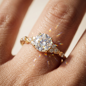 Anel de Noivado e Promessa MOR28 de Alta Qualidade em Prata Esterlina 925 com Moissanite Redondo de <span class=keywords><strong>1CT</strong></span> Cor D VVS para Mulheres - Product Image 1