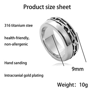 Men's Titanium Steel Flower Pattern <b>Ring</b> Retro Punk Style Stainless Steel Jewelry Gift 27073 - Product Image 5
