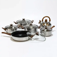 Ensemble de 12 ustensiles de cuisine en acier inoxydable, casseroles et poêles antiadhésives avec base en aluminium, pour la cuisine à domicile