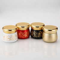 Pot de crème cosmétique de luxe vide en verre, pots de crème corporelle en verre, pot d'encens Bakhoor arabe vide en verre avec couvercles
