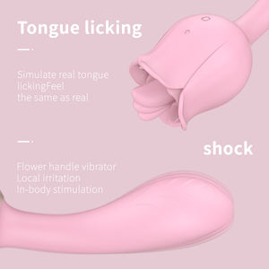 Volwassenen seksproduct roosvormige stimulator bloemvibrator voor vrouwen 2-in-1 likkende clitoris toy roosvibrator - Product Image 5
