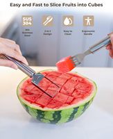 Watermeloen snijder 2 in 1 roestvrijstalen fruitsnijder snijmes fruit- en groentesnijgereedschap keukengadget
