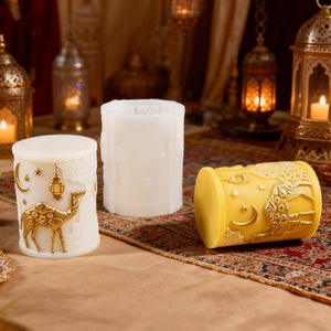 Camel Star Moon Relief Cylindrical Scented <b>Candle</b> <b>Mold</b> For Ramadan DIY <b>Candle</b> Making High Temperature Resistant - Product Image 2