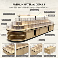 Meuble de présentation multi-niveaux pour snacks, comptoir de présentation en bois grainé pour supermarché, fruits secs, noix et bonbons, étagère alimentaire en bois