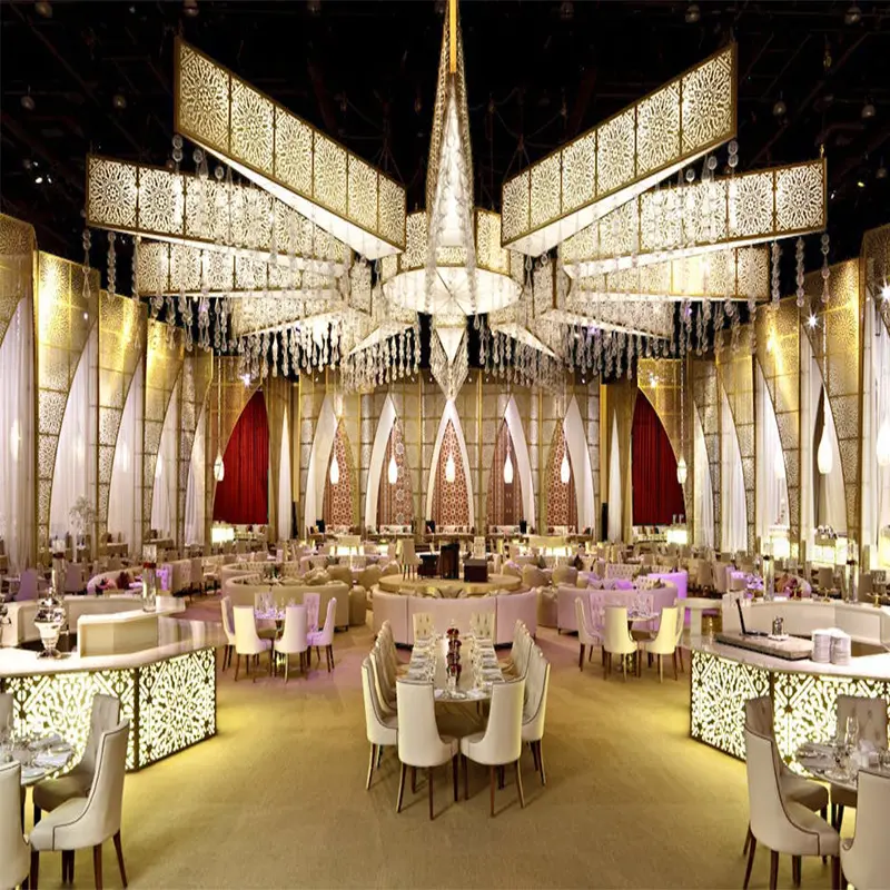 Adereços personalizados para salão de casamento, luminária de teto com pétala de ferro para decoração de palco, iluminação pendente