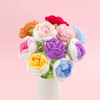 Ramo de Rosas Tejidas a Mano, Flores Artificiales, Regalo para Novia, Día de San Valentín, Navidad, Acción de Gracias, Año Nuevo