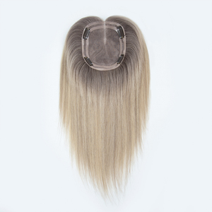 Listo para enviar: Topper de cabello de seda europea para mujeres blancas, postizo de cabello humano Remy para mujeres, toppers de encaje mono. - Product Image 5