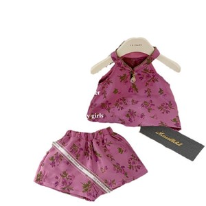 Tongxingyuan Girls Summer Chinese Style Floral Vest Shorts Set Cotton Satin Thin Fabric Children Outfits - Product Image 3