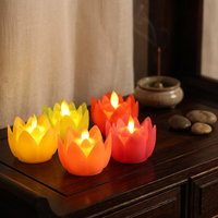 Bougie électronique LED Lotus Bougie de nuit en plastique sans fumée et sûre Lanterne Festival Halloween Ramadan Prière Célébration Fête