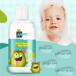 Grosir logo khusus OEM label pribadi logo 250ml 2in1 sabun mandi bayi sabun mandi dan sampo