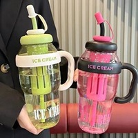 Gobelet d'été de 1300 ml avec infuseur, grande capacité, en plastique, avec paille, pour jus, thé, crème glacée - Idéal pour les étudiants