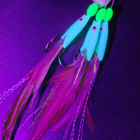 Tête de poisson Alpha Luminous Sabiki Rig 3 Hameçons Plumes de pêche Rigs avec vraie plume