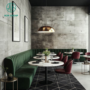 Ensemble <span class=keywords><strong>de</strong></span> mobilier personnalisé haut <span class=keywords><strong>de</strong></span> gamme avec table ronde en pierre frittée et banquette en velours pour café et restaurant - Product Image 3