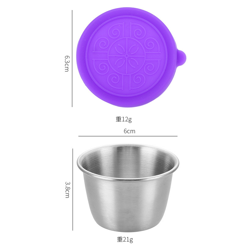 Plat à condiments de 70 ml (avec couvercle en silicone violet)