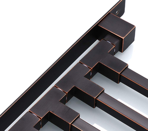 Porte-serviettes moderne auto-adhésif pliable, barre à serviettes pivotante, rail à serviettes pliable en acier inoxydable, noir/gris - Product Image 3