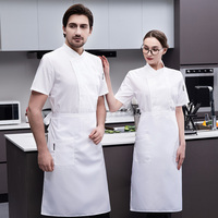 Custom Moderne Damesrestaurant Met Korte Mouwen Keuken Unisex Chef Witte Jassen Jas Uniform Rode Outfit Met Label