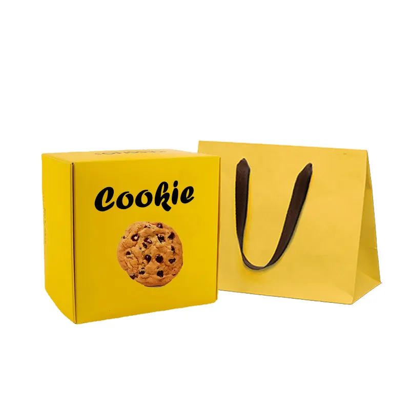 Vente en gros de boîte-cadeau personnalisée pour bonbons kraft shopping de qualité alimentaire boulangerie gâteau beignets biscuits boîte d'emballage avec sac