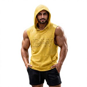 Camiseta sin Mangas con Capucha Personalizada para Hombre, Informal, Tejida en Poliéster/Algodón, de Secado Rápido, Transpirable, para Gimnasio, Entrenamiento y Deportes - Product Image 1