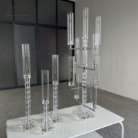 Élégant chandelier en cristal à 9 bras, argenté, décoratif, en verre, pour centre de table événementiel