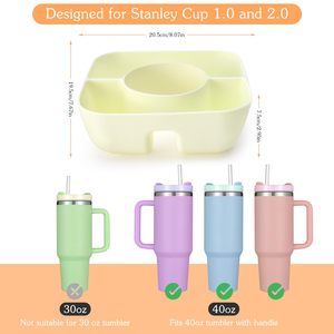 Recipiente para Snacks con Tapa para Stanley Cup de 40 oz, con Asa, Bandeja de Silicona Reutilizable con Anillo y Cubierta, Organizador de Snacks de 3 Compartimentos - Product Image 2