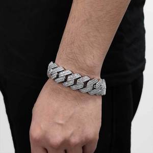 Accesorios de Hip Hop, Pulsera de 20 mm, Doble Hilera, Zirconia en Forma de T, Cadena Cubana con Rombo, Pulsera Gruesa para Hombre, Tanjing - Product Image 3