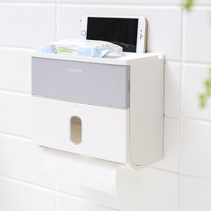 Levijia Double Layer Tissue <b>Box</b> Holder Waterproof <b>Wall</b> Mounted No Drilling Required <b>For</b> Bathroom Toilet - Product Image 1