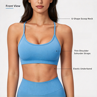 Soutien-gorge de sport sans couture OEM ODM pour femme, col en U, dos croisé, séchage rapide, pour yoga et fitness, avec coussinets amovibles