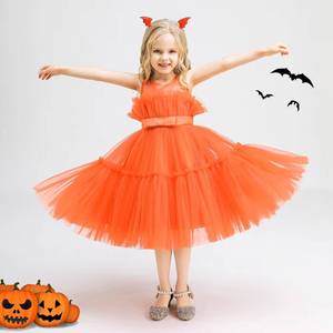 New Update RTS Fashion Kids Orange Fall Baby Girl Tutu Dresses Halloween Dress for Party - Product Image 5