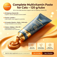 Pâte nutritionnelle pour chats de toutes les générations, soutien à la lactation des chatons, apétit diminué après une opération, crème vitaminée, 120g