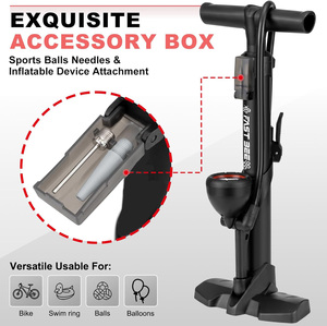 <span class=keywords><strong>Pompe</strong></span> à vélo portable FAST BEE Mini 300 PSI, gonfleur d'air manuel en acier avec manomètre, valve Schrader Presta <span class=keywords><strong>Dunlop</strong></span>, VTT, route - Product Image 4