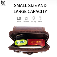 BULLCAPTAIN Sac banane décontracté en cuir véritable pour homme avec fermeture éclair, pochette pour téléphone avec logo tête de taureau en relief, étui pour téléphone