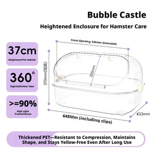 Grande Gabbia Trasparente per Criceti 62cm, Castello a Bolla in Plastica Spessa con Porta Frontale, Habitat per Criceti Dorati e Piccoli Animali - Product Image 2