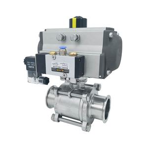 Brújula 24V solenoide sanitario acero inoxidable aluminio neumático tres piezas Tri abrazadera válvula de bola para medios de agua - Product Image 1