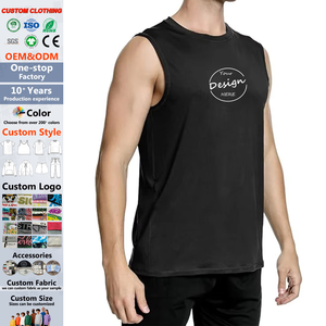 Chaleco deportivo corto informal para hombre, tejido de punto transpirable de poliéster, secado rápido y absorción de humedad para correr y gimnasio, camiseta sin mangas - Product Image 1