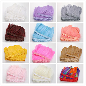 Ruy Băng Tua Rua Lông Ngỗng Thật Nhuộm Màu Bán Chạy 10-18Cm Cho Váy Váy Váy Vải Thắt Lưng Trang Trí - Product Image 1