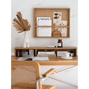 Étagères murales rustiques de rangement <span class=keywords><strong>en</strong></span> bois et osier, meubles de maison, collection - Product Image 2