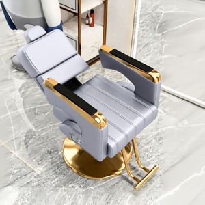 Chaise de barbier en bois avec cadre doré, résistante à l'usure, modèle Sand Dragon, pour salon commercial - Product Image 2