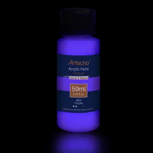 Artecho Neon Acrylic Paint - UV Glows Under Blacklight - Great For Neon 59ml Purple Colour